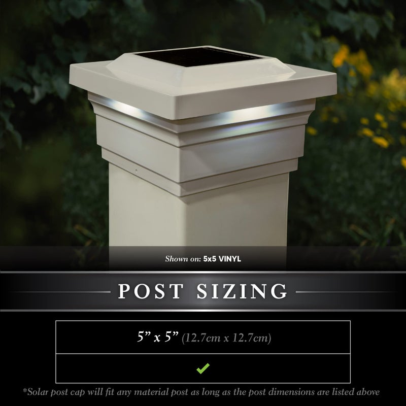 Classy Caps SL075T 5x5 Majestic Solar Post Cap - Tan â€“ High-Performance Solar LED Lights, Durable Tan PVC (Vinyl) Construction, Weather-Resistant, Ideal for Outdoor, Warm & Cool Light Modes - Image 3
